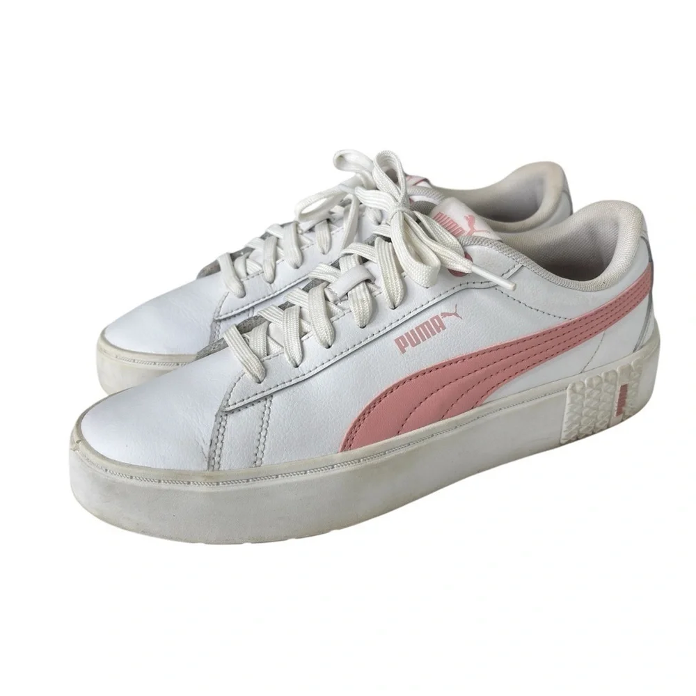 Puma Smash Platform V2 Casual Sneakers Womens Shoe Size 9 White / Pink 373035-05